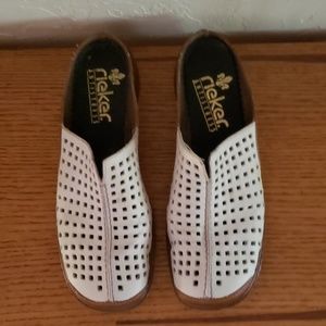 Rieker white leather mules/slides